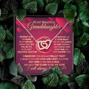 To My Granddaughter Necklace Gifts From Grandma Grandmother or Grandpa Grandfather With Heartfelt Message Card and Gift Box, Necklace for Granddaughter, Jewelry Necklace Gift For Granddaughter on Birthday, Graduation, Wedding, Christmas or Any Special Day