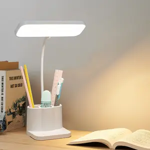 Desk Lamp Reading Lamp with Pen Holder 3 Grade Light Adjustment, Led Table Lamp Plug-in Night Light Minimalist Lamps for Nightstand Modern Bedside Lamps Night Stand Lamp for Boys Girls