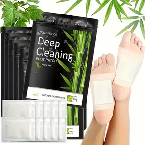 South Moon 30pcs/60pcs Deep Cleansing Foot Patch Natural Bamboo Vinegar Ginger Powder Adhesive Sheets for Foot Care Men Women Gift Healthcare Solution Therapeutic Treatment