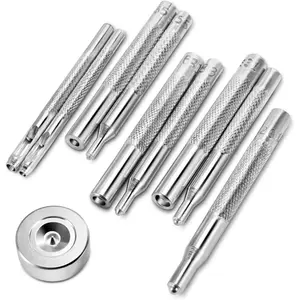 10 count Snap Button Setter Tool Kits, Metal Button Punch Tool for DIY and Sewing Fabric Leather Bag Clothes Jackets Tarps Wallet Bracelets