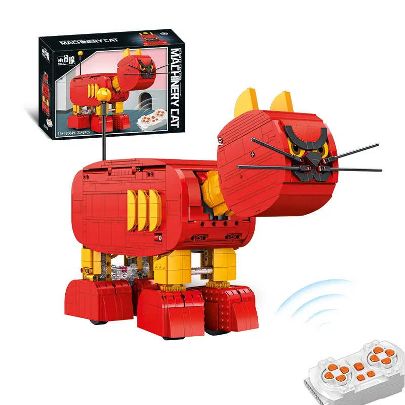 RC Mechanical Cat Building Blocks Kit (2143 Pieces) - Tom & Jerry Themed, Remote Play Machinery Model with Signal Antenna, DIY Mechanics Craft Gift for Teens & Adults 14+, Christmas Present for Hobbyists