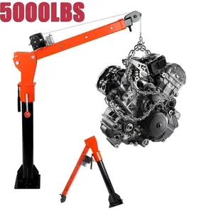 Pickup Truck Crane with 5000 LBS Electric Winch,2200 LBS Folding Truck-Mounted Crane Alloy Steel Jib Crane Hoist Adjustment Arm,Height, 360° Swivel Truck Bed Crane for Construction,Factory