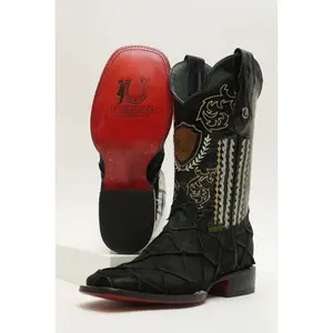 LA HERRADURA MENS DANIEL DOBLILLADO NEGRO RED BOTTOM SQUARE TOE BOOT