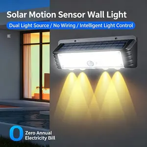 1 Pc solar wall lamp, dual power wall lamp, household solar lamp, solar charging, with human body sensing, outdoor courtyard lighting, waterproof wall lamp, suitable for lighting in courtyards, gardens, paths, apartments and other scenes