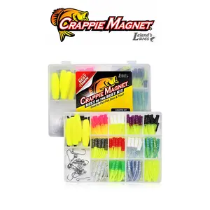 Leland's Lures Crappie Magnet Best of the Best 115-Piece Crappie Fishing Kit Assorted Colors with 96 Bodies, 15 Double Cross Jig Heads and 4 E-Z Floats