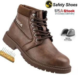 2025 Safety Shoes Men Leather Boots Men Work Shoes ankle Boots Indestructible Safety Boots Shoes Anti-puncture Work Boots Protective Boots