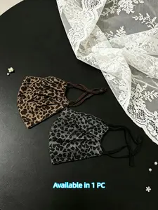 Elegant summer fashion sun protection mask with leopard print mesh, ultra-thin and breathable, high-end lace face cover—stylish and versatile for various occasions