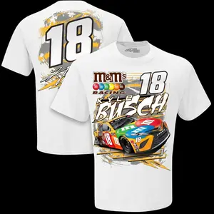 Kyle Busch NASCAR 2 Sided Comfort Color Tee Pure Cotton Fabric Casual Short Sleeve Soft-Washed T-Shirt Trendy Tops for Women for Men