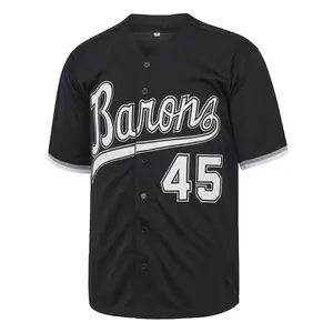 Men's #45 Barons Baseball Jersey White And Black Hip Hop Rap  Embroidery Sportswear Clothing Uniforms Athletic