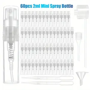 60pcs Perfume Atomisers Mini Spray Bottle Transparent Perfume Atomiser for Filling Plastic Perfume Bottle Small Bottle for On the Go