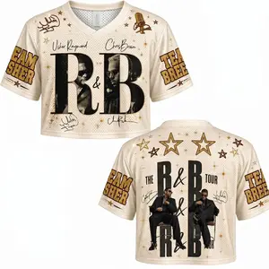R&B Tour 2026 Crop Top Football Jersey – Retro Concert Shirt, Hip Hop Music Fan Streetwear
