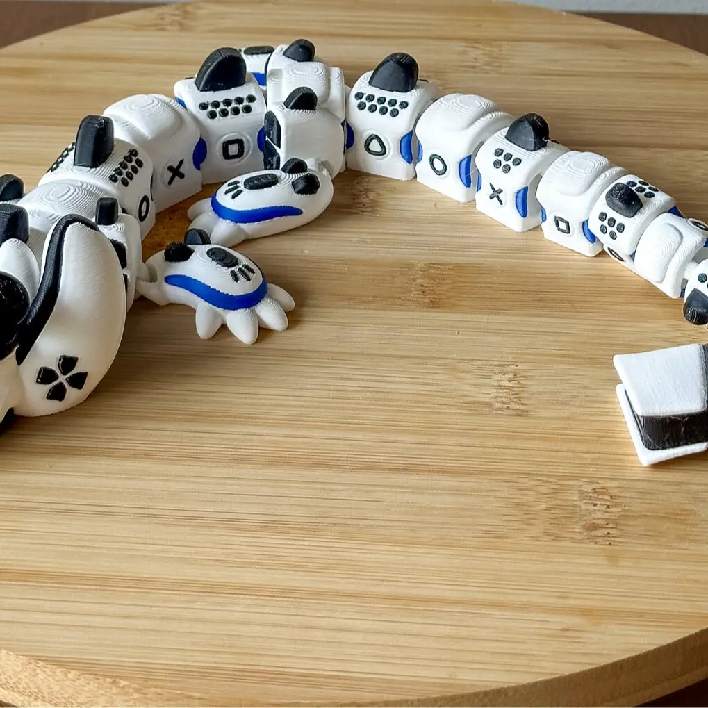 Gaming Controller Dragon 3D Printed Fidget Toy | Flexi Dragon with Analog Stick Ears | Gamer Desk Toy | Sensory Gift