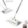 SOPAMI Retractable Flat Dust Mop - Removable Mop with Clamp Design, 1-Click Cloth Swap, Hands-Free No Hand-Wash Floor Care Tool for Hardwood & Tile, Wet Dry Cleaning