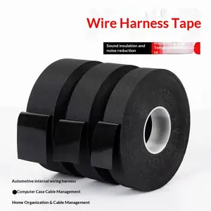 Harness Tape, Industrial Adhesive Tape, High Temperature Resistant, Suitable for Organizing and Bundling Various Wires, Soundproofing, Noise Reduction, Insulation, Wear-Resistant, Cable Pulling Tape, Black Self-Adhesive Velvet Tape