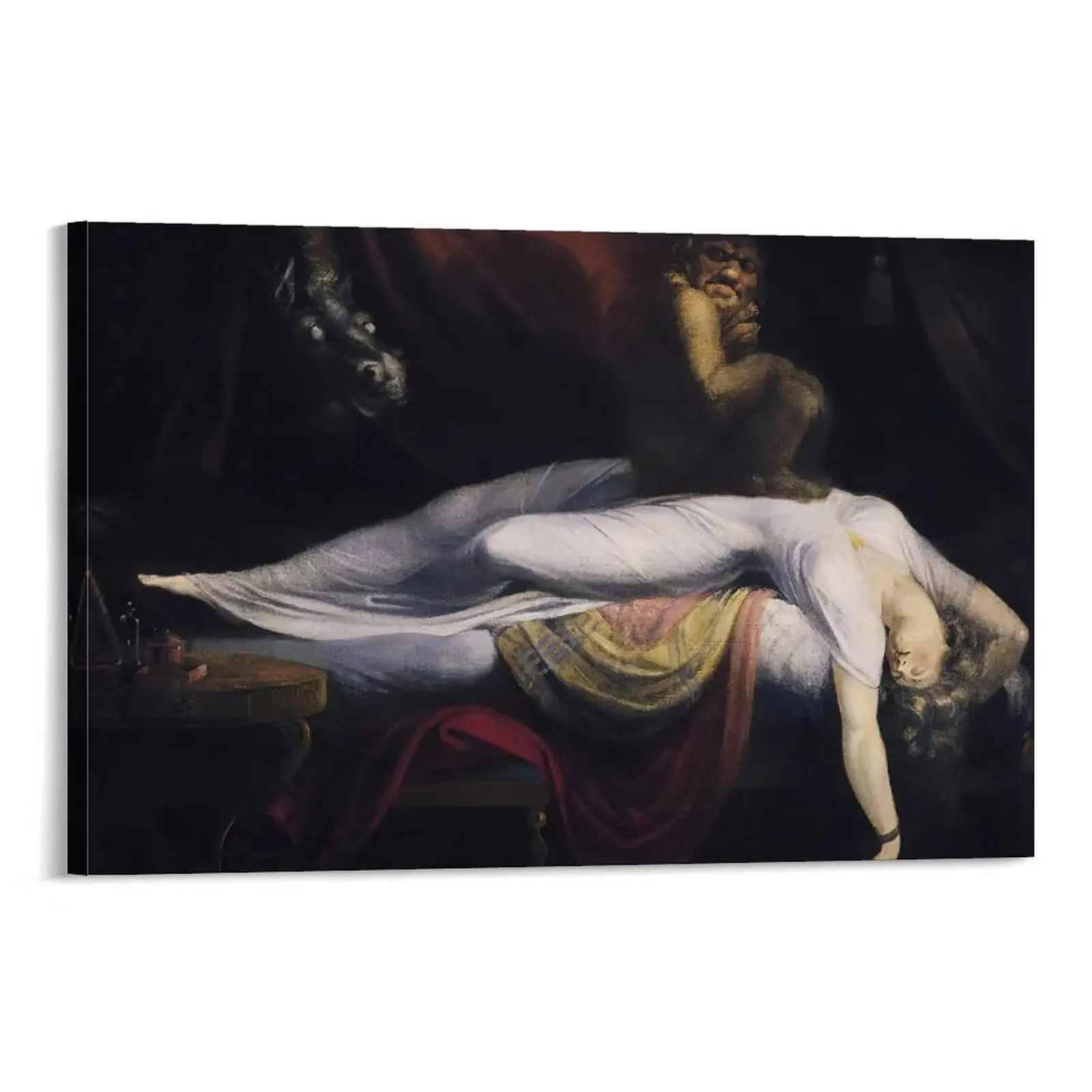 Henry Fuseli's The Nightmare Canvas Wall Art! An Abstract Oil Painting in Poster Print Form, It's Ideal for Bedroom Or Living Room Decor. Poster Canvas Wall Art For Bedroom Decor Bar Office Room Decor Gift