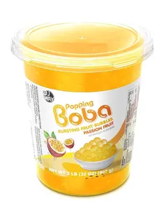 J WAY Bursting Popping Passion Fruit Boba Pearls, Passion Fruit Syrup, Non-Dairy, Fat-Free Popping Tapioca Boba for Beverages, Sweets, Ice Cream (2LB, 1 Pack)undefined