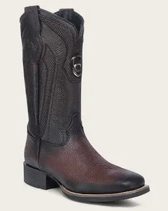 Cuadra Men's CU983 Chocolate American Bison Embroidery Square Toe