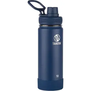 Actives 18 oz vacuum insulated stainless steel water bottle with spout lid premium quality midnight blue