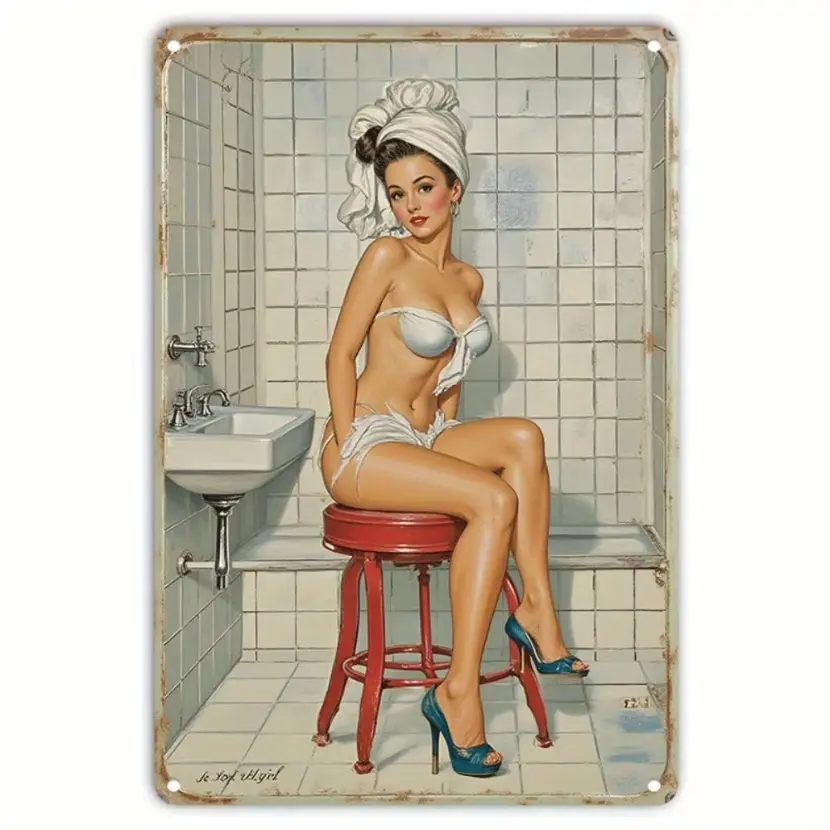 Aluminum Vintage Pin Up Girl Retro Poster Metal Sign for Home Bar Garage Wall Decor