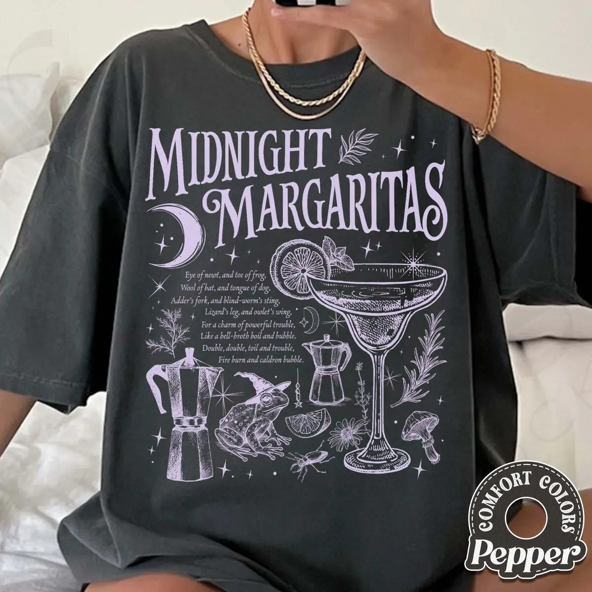 Midnight Margaritas & Salt Rosemary Lavender Love Comfort Colors Shirt - Witchy Halloween Tee - Practical Magic