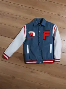 Unisex Men's Colorblock Letter Print Button Front Varsity Jacket, Regular Fit Casual Long Sleeve Collared Outerwear for Fall & Winter, Men's Clothes for Daily Wear