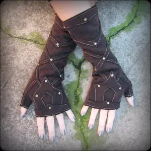 Post-apocalyptic arm warmers, Burning Man fingerless gloves, moto style, post apocalyptic armwarmers, steampunk gloves, Ren Faire cosplay