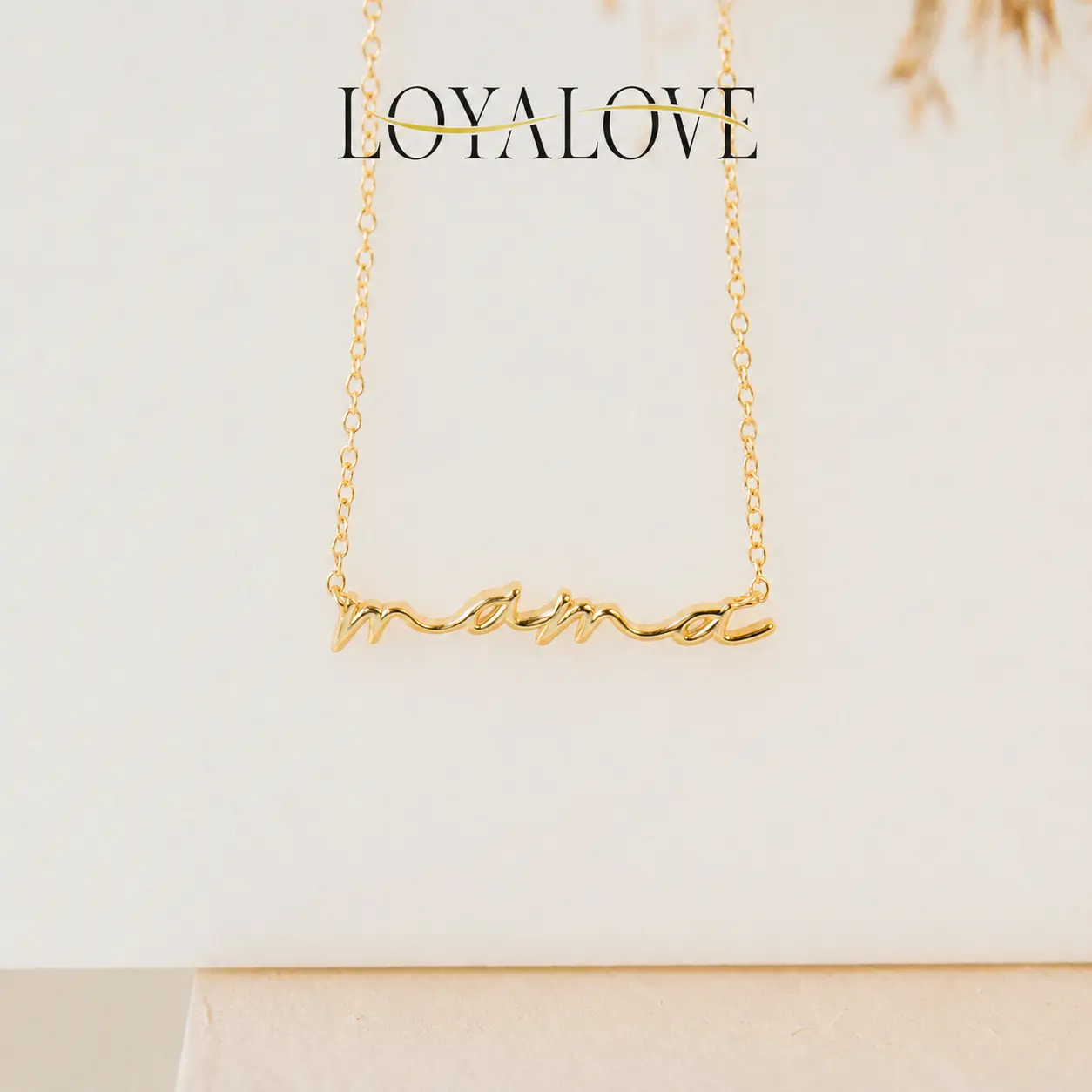 Loyalove 14K Gold Plated Mama Necklace for Women Dainty Mom Letter Necklace Minimalist Everyday Jewelry Mother's Day Gift