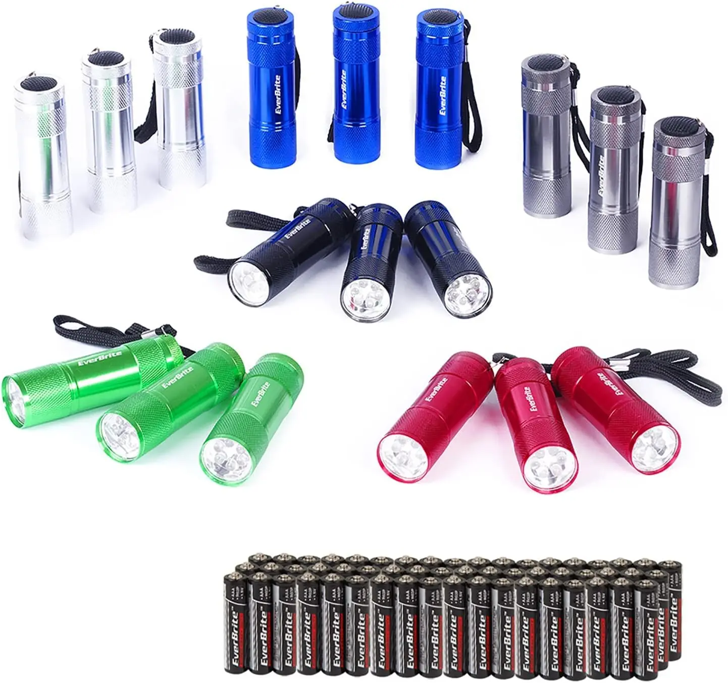 #fathersdaygift EverBrite 18-Pack Mini LED Flashlight Set - Portable Flashlights Ideal for Hurricane Supplies Camping, Night Reading, Cycling, BBQ, Party, Backpacking - Includes Lanyard & 54 x AAA Batteries