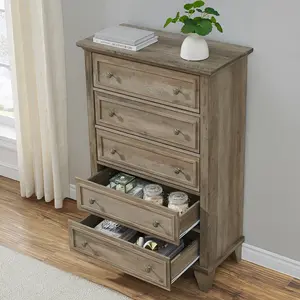 5 Drawer Dresser, 31.5" Wide Modern Chest of Drawers, Tall Storage Tower Organizer Cabinet for Nursery Bedroom Entryway Hallway Living Room