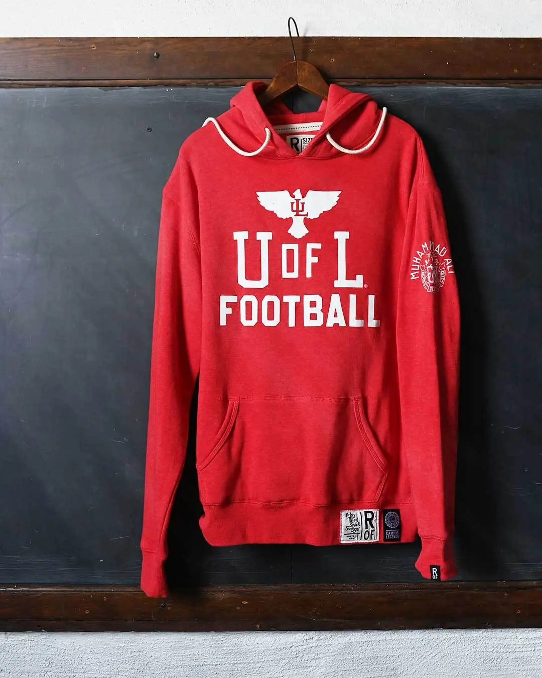 Men's UofL Ali Trophy Classic Triblend Fleece Pullover Hoodie - Officially Licensed Vintage Football Graphic, Authentic Print, Hang Dry Requirement