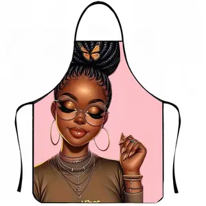 Polyester Butterfly Black Girl Pattern Apron, 1 Count Funny Unisex Cooking Apron, Christmas Gift, Winter Apron for Women,Thanksgiving Gift,Nails Design Tool, Christmas Decorations,Nail Tech,Nails Art,Nails Ideas