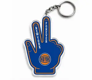 PB - New York Forever Foam Finger Acrylic Keychain 2 Side, NY Forever Sports Fan Acrylic Keychain, Double Sided Acrylic Charm,  Keyring Gift