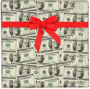 Funny Paper - 6 Sheets Birthday Gift Wrap & Tags - Dollar Bills Money Wrap For MenWomenAdult - Funny Christmas Wrap Adult - Includes Stickers