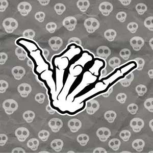 Skeleton Shaka Hand Sticker: Halloween Hang Loose VW Sticker, Lineman| Great for hardhat, toolbox, cooler, Hard Hat Sticker, Blue Collars Stickers