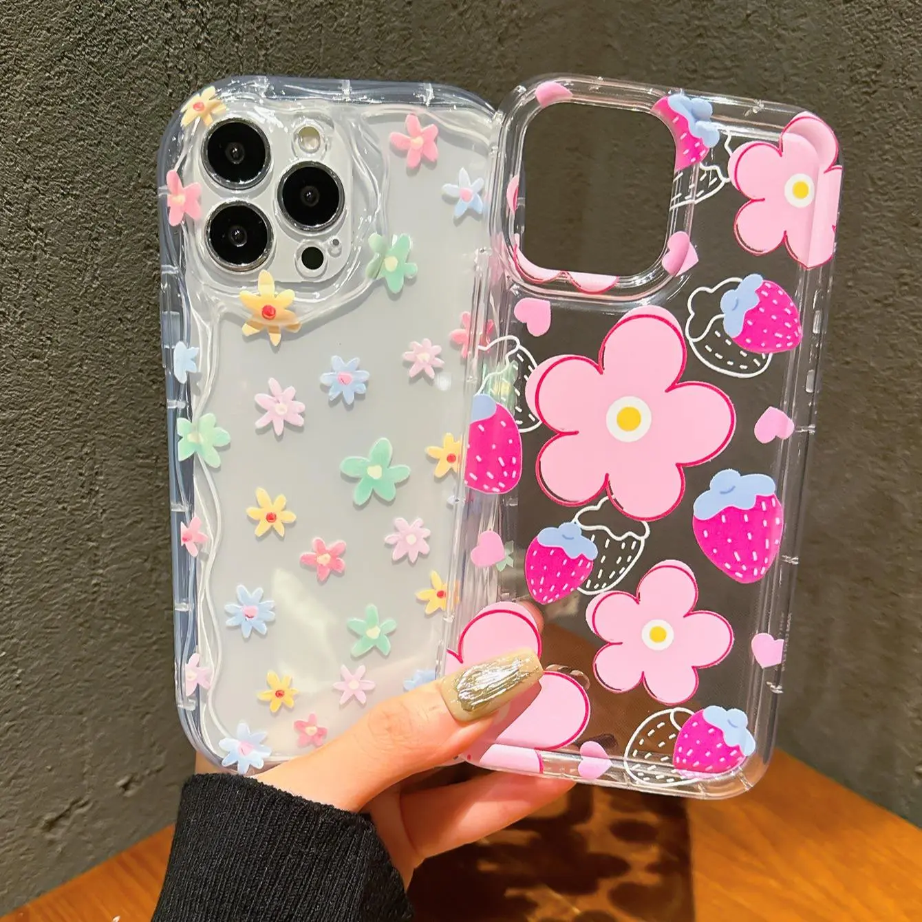 Cute Flower Pattern Phone Case, 2 Counts Decorative Phone Protector Cover, Phone Accessories Compatible with iPhone 11 12 13 14 15 16 17 Plus Max Pro XR iphone promax case cover affordable anti-fall vintage clear protective high-quality large window