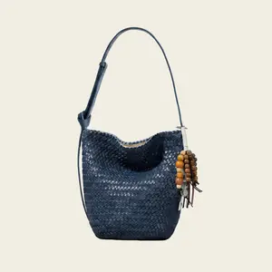 Kiondo Woven Bucket Bag in Navy
