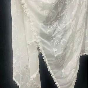 Lucknowi Chikankari White Chiffon Dupatta with Floral Pattern for Lucknowi Kurtis Pure Chiffon Fabric Soft Comfortable Exquisite Embroidery Versatile Easy to Wear