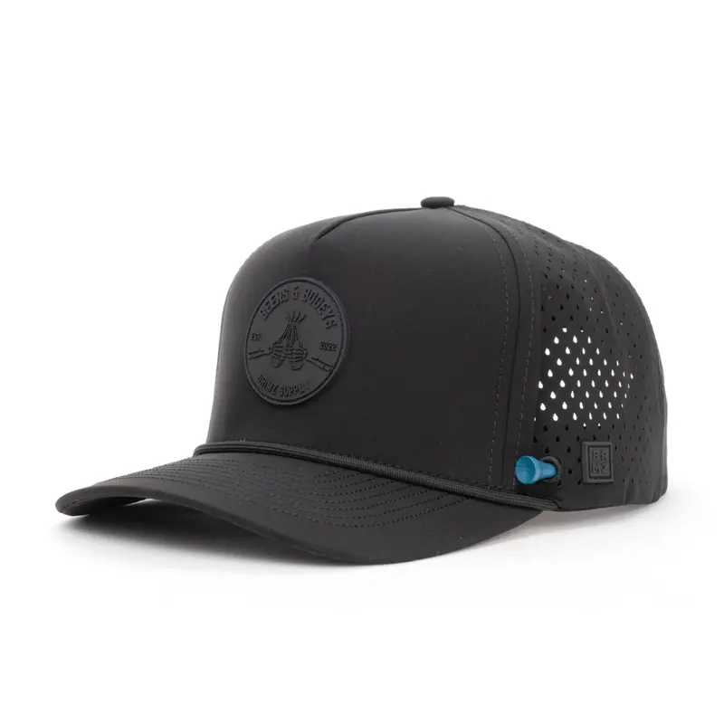 BRIMZ Golf Performance Hat - Breathable Sweat & Water Resistant Golfing Snapback Cap with Tee Holder & Magnetic Ball Marker (Beers & Bogeys)