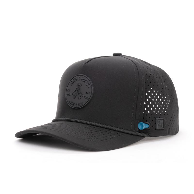 BRIMZ Golf Performance Hat - Breathable Sweat & Water Resistant Golfing Snapback Cap with Tee Holder & Magnetic Ball Marker (Beers & Bogeys)