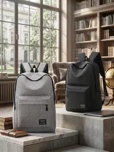 Trendy Teen Backpack, Simple Zip Closure, Durable Large Capacity, Fashionable Laptop Bag for Commute, Outdoor Travel, Stylish Shoulder Bag