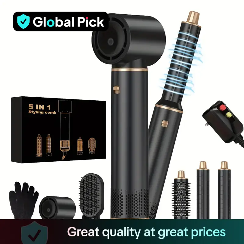 5 in 1 Hair Dryer Brush, 1 Set Detachable Hot Air Brush Set, Ion Hair Dryer Styling Tool Set, Round Hot Air Straightening Brush, Volumizer Hot Brush,