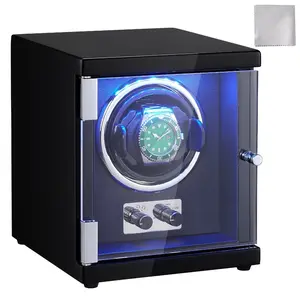 VEVOR Watch Winder, Watch Winder for 6 Men's and Women's Automatic Watches, with 6 Super Quiet Japanese Mabuchi Motors, Blue LED Light and Adapter, High - Density Board Shell and Black PUVEVOR Super Brand Day