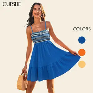 CUPSHE TikTokShopSpringGlowUp Square Neckline and Sleeveless Mini Dress Casual and Basic Womenswear for Minimalist Summer Bohemian Beach Vacation Outfits Trendy Boho Women Comfortable Sundress 2025 Homecoming Dress Womensfashion