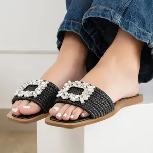 MAKERS SHOES GIA 3 EMBELLISHMENT RAFFIA SANDALS