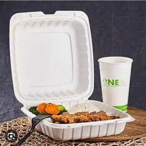 200 units in box Foam food container 8x8x3 white 1 compartment or 3 compartments