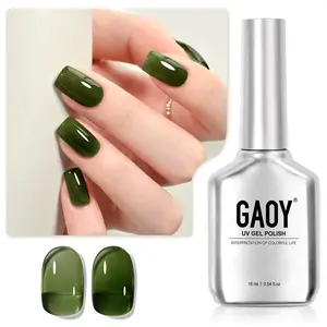 GAOY Jelly Gel Nail Polish, 16ml Sheer Green Translucent Soak Off Gel Polish, UV Light Cure for Nail Art DIY