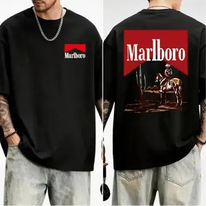 Cowboy Desert Marlboro T-Shirt Western Style Graphic with Horses and Cacti Unisex Rodeo Tee Wild West Inspired Tshirt Christian Outfit Good Graphic Tee Gift Goth Money Shirt Casual Commuter Wear Jesus Tshirt funny