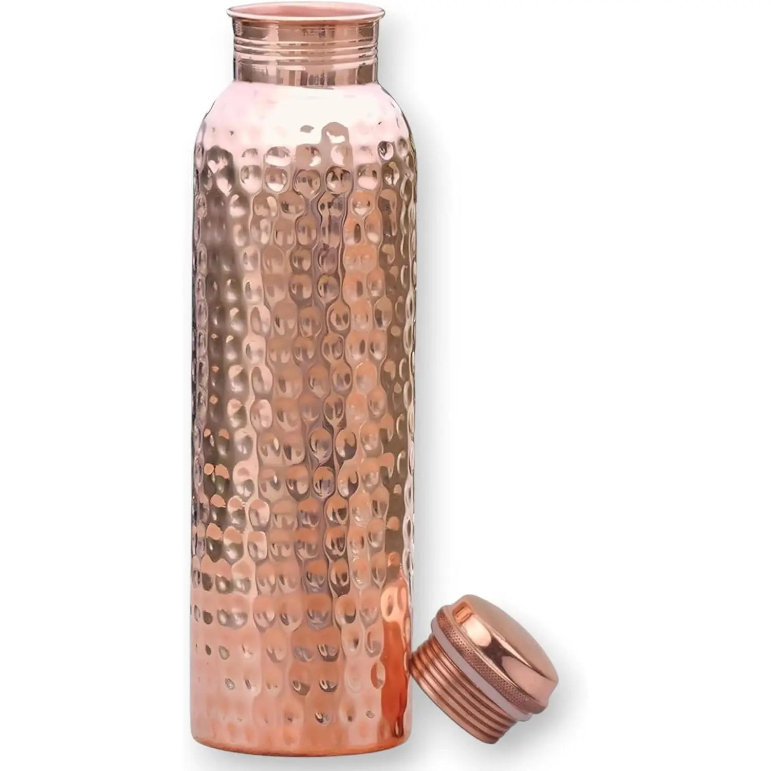 34 Oz Hammered Copper Water Bottle - Ayurvedic Drinking Vessel for Daily Hydration, Office, Gym & Home - Leak-Resistant Lid