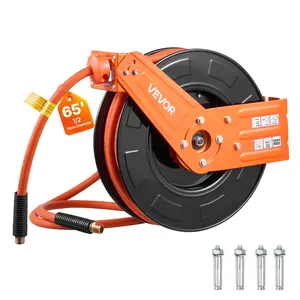 VEVOR Retractable Air Hose Reel, 1/2 Inch x 65 FT Rubber Air Hose Max 300PSI, Auto Rewind Air-Compressor Hoses Reel with 5 ft Lead in, Ceiling/Wall Mount for Garage WorkshopsSummervibes
