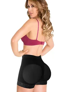 Fiorella ShapeWear Butt Lifter Powernet Shorts Levanta Cola 602 - Black Compression Women's Shapewear with Elastic Silicone Bands & Flannel Lining